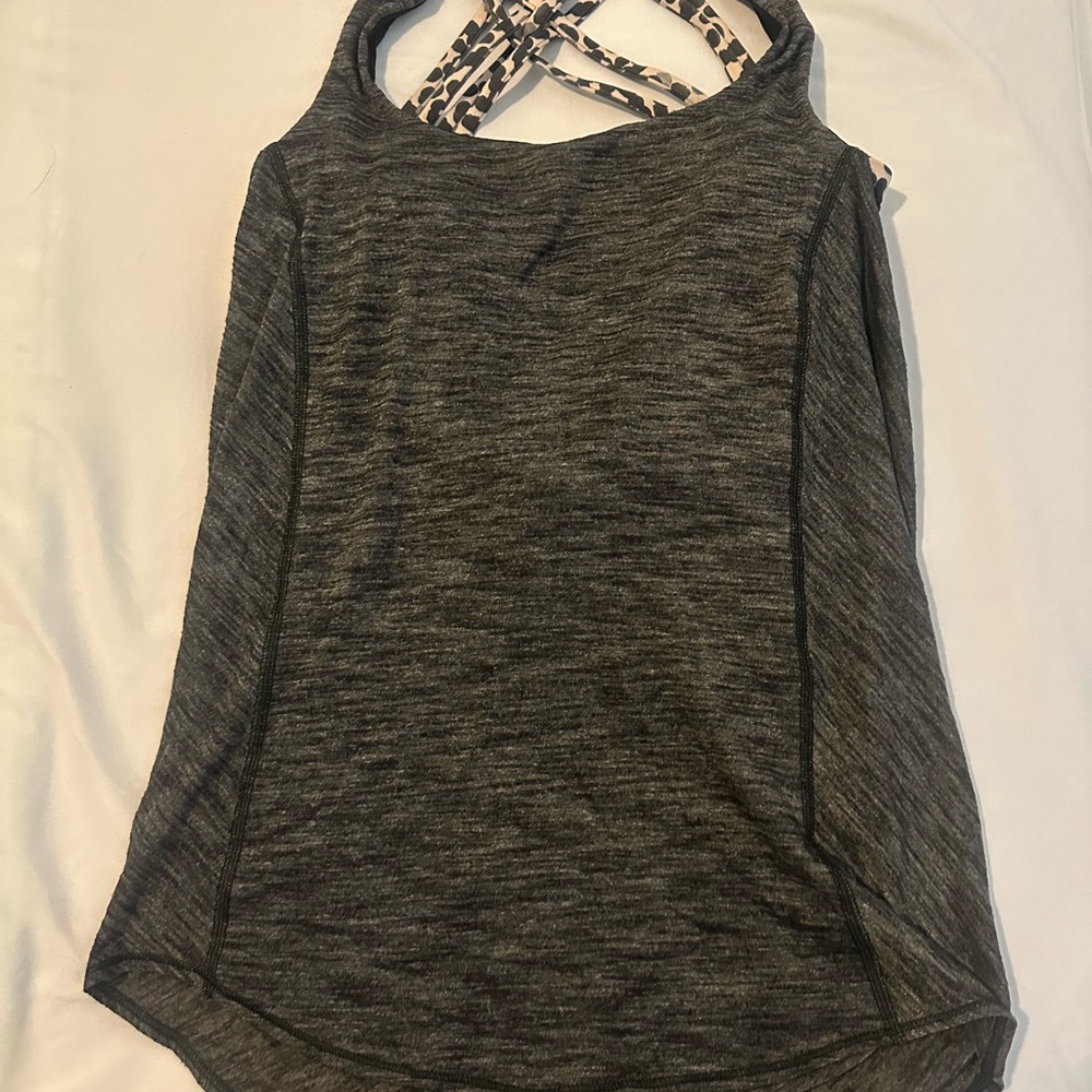 Lululemon Athletica Gray Tank Top with Animal Print Straps